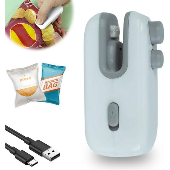 Mini Bag Sealer, USB Rechargeable Bag Sealer 4 In 1 Bag Cutter and Sealer, 2025 Portable Handheld Vacuum Food Sealer Bag Sealing Machine for Plastic Bags Snack Bags (1, Blue)
