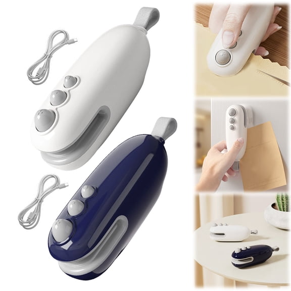 Mini Bag Sealer,Upgraded 2 in 1 Small Bag Sealer Heat Seal with Cutter,USB Rechargeable Chip Bag Sealer Heat Seal, Portable Resealer Machine for Snack Plastic Bags and Food Storage Travel(Blue)