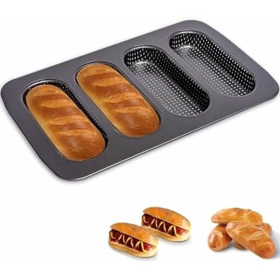 Hot Dot Bun Pan, Carbon Steel Non-Stick Baguette Pan Bread Mold Mini Baguette Sandwich Baking Tray for Oven Baker$$Home Decor, Kitchen, & Other