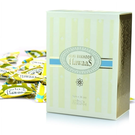 Mini Bakhoor Hawaas Incense by Nabeel 108gm (Box of 36 x 3gm)- 6 pack