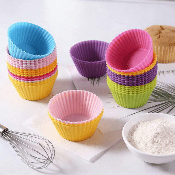 Mini Baking Cups 2.7 Inch – Silicone Mini Cupcake Liners Reusable Muffin Cups Chocolate Truffle Cups Round