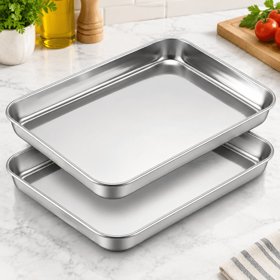 Mini Baking Sheet Pans 2 PCS, 9.2x 7 Cookie Sheets Trays