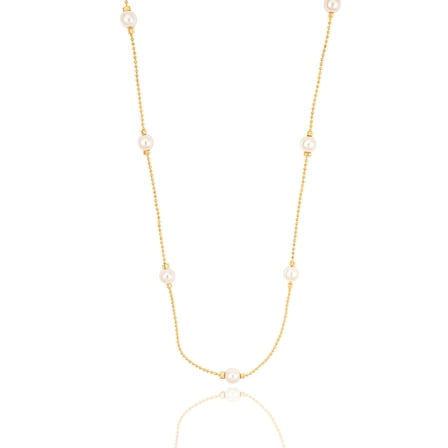 Mini Ball Chain Pearl Accent Necklace (H145/I500)