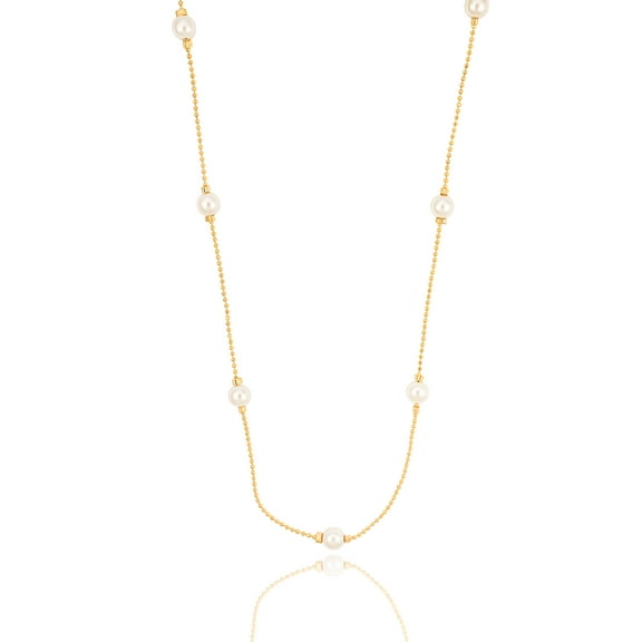 Mini Ball Chain Pearl Accent Necklace (H145/I500)