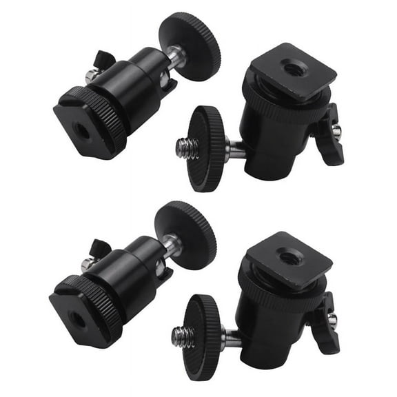 Mini Ball Head [4 Pack] with Hot Shoe Mount Adapter 360 Degree 1/4 Inch Small Ball Heads Swivel -Ballhead for Dslr