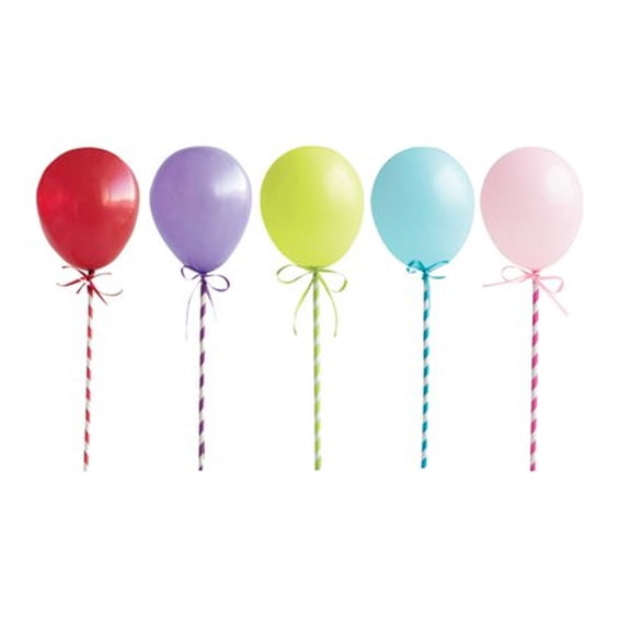 Mini Balloon Stick Cake Toppers, 5ct (Pack of 6)