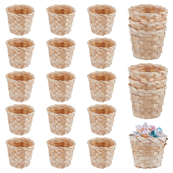 Mini Bamboo Basket Micro Landscape Home Dollhouse Accessories Pretending Prop Decorations Blanched Almond 60 -94x75mm Inner Diameter: 80mm