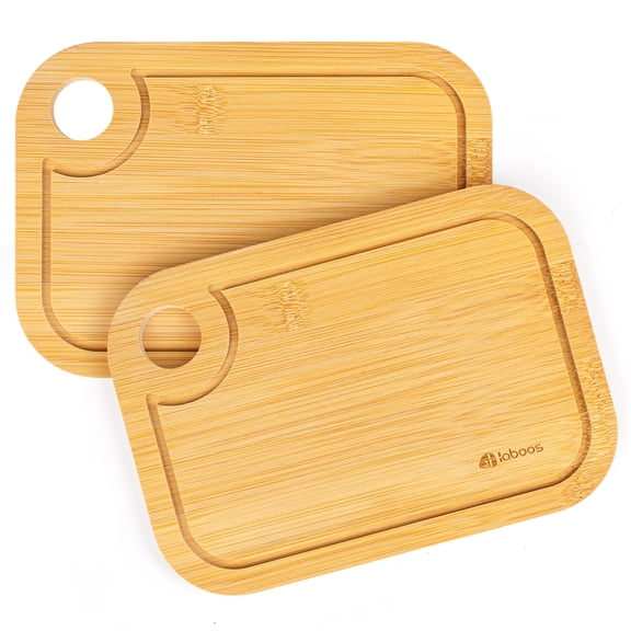 Mini Bamboo Cutting Board Set of 2 - Small Wooden Chopping Boards with Juice Groove, Lightweight & Compact for Baby Food, Dorm, Travel, Camping - 8.5x6 Easy-to-Store Kitchen Essentials