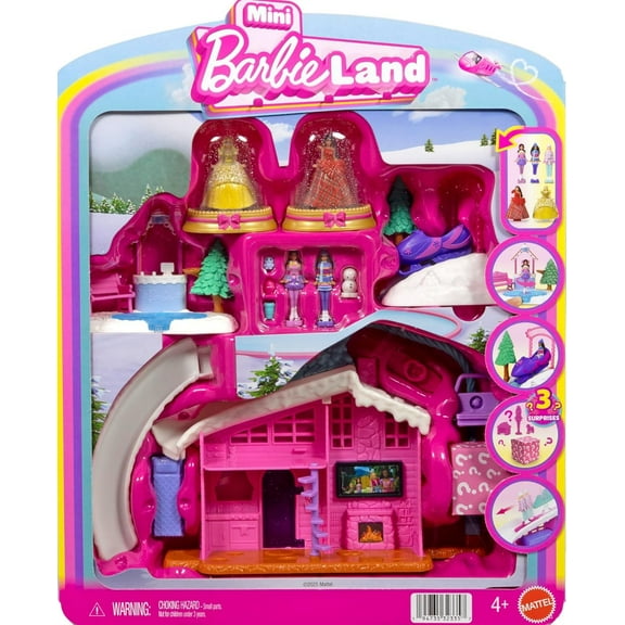 Barbie Mini BarbieLand Bundle Including 2 Holiday Dolls, 3 Snow Playsets, 3 Other 1.5-inch Dolls