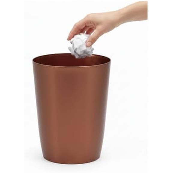 Mini Basket - Durable Small Plastic Garbage Trash Can Bin - Lidless Open-Top, Slim Profile for Compact Spaces - Suitable for , Bathroom, Office, Bedroom, Kitchen and , Copper