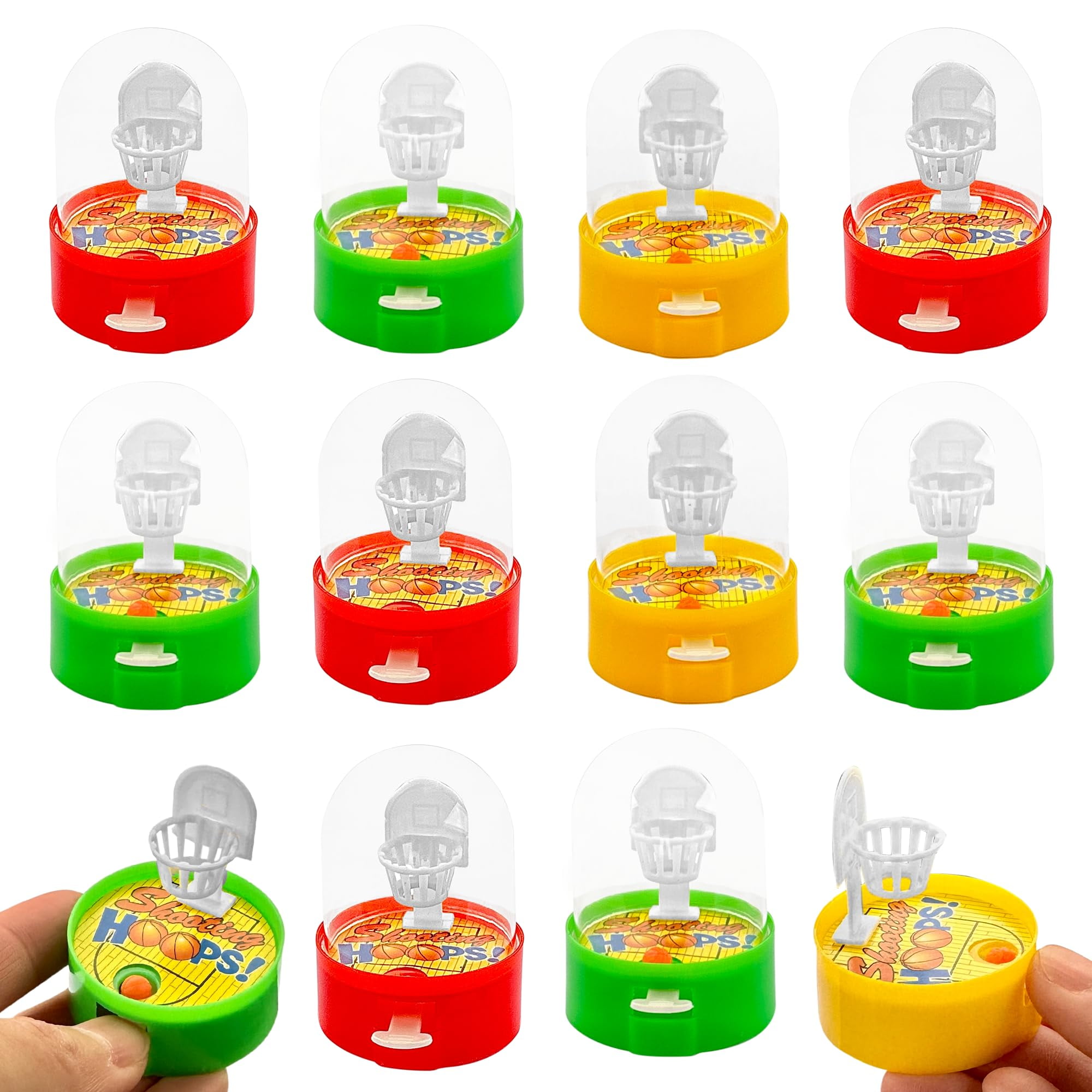 Mini Basketball Game Toys, 12 Pack Finger Shooting Fun for Kids Handheld Machine Simple Desktop Fidget Party Favors Bulk Decorations Student Carnival Prizes Birthday Goody Bags Classroom Rewards
