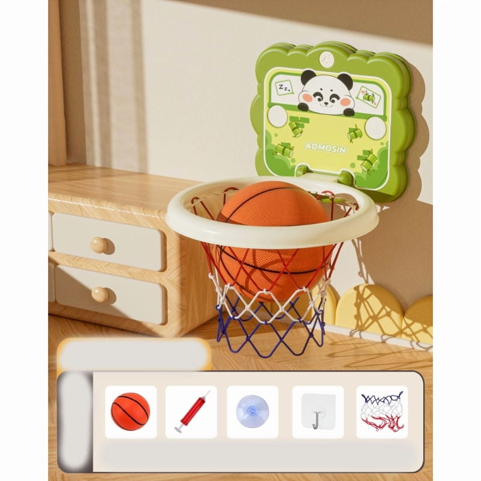 Mini Basketball Hoop Set， Indoor Play Wall Mount Basketball Hoop for Door with Goal for Game Fun，Green