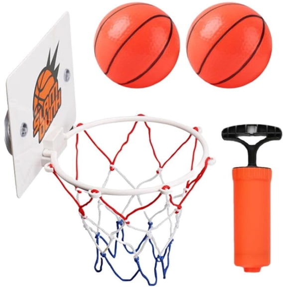 Mini Basketball Hoop Set with Suction Cup, Indoor Wall Mounted Plastic Backboard, Home Sports Game Kit with 2 Balls for Kids Exercise and Fun