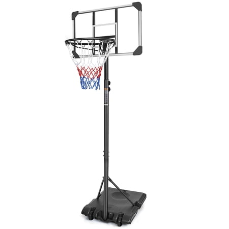 Mersco Portable Basketball Hoop5.6-7FT Height Adjustable System for Kids/Adults,Portable Basketball Goal with 28in Shatterproof Backboard Stable Base and Wheels for Outdoor/Indoor Sports