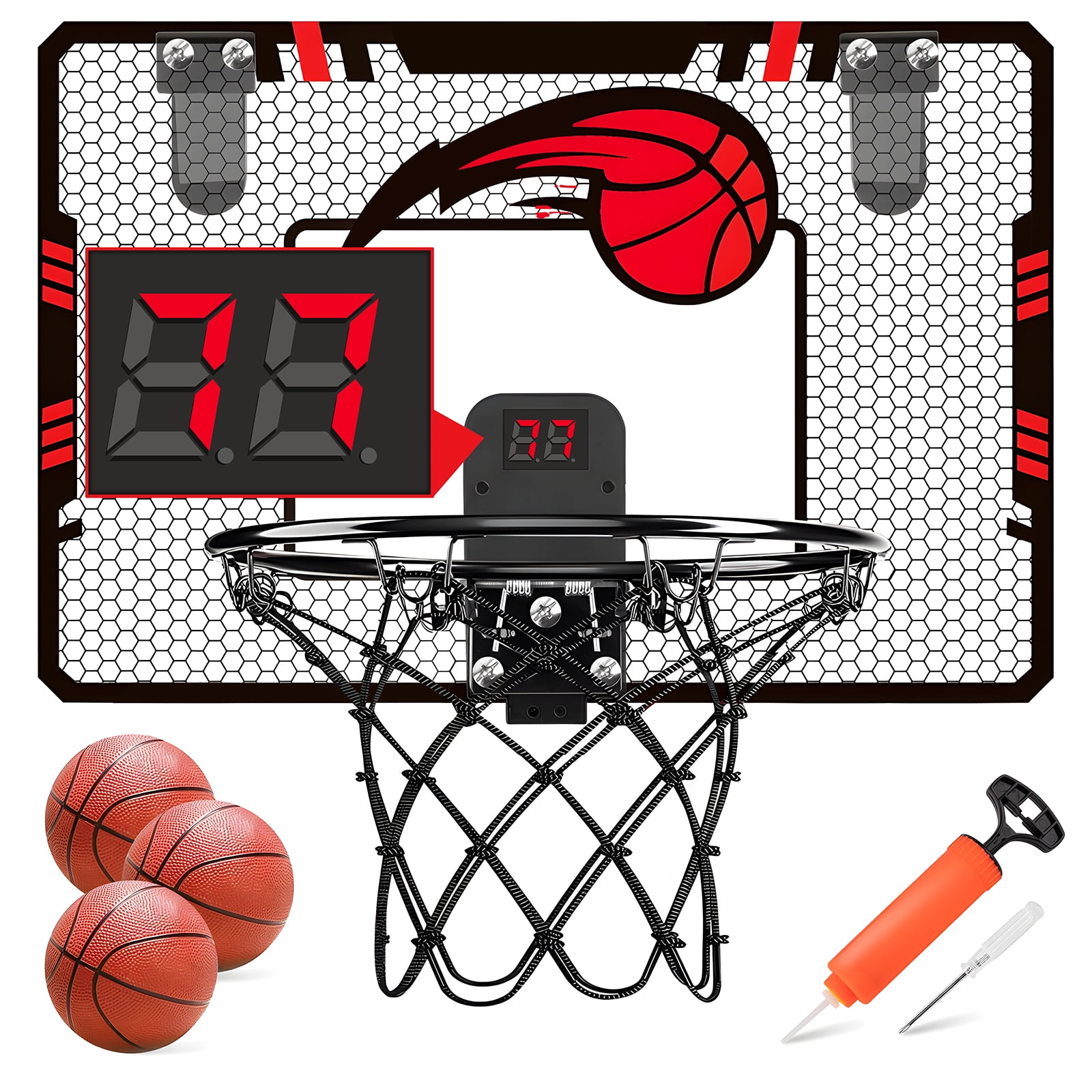 Basketball Hoop Indoor Mini Basketball Hoop For Door With Electronic  Scoreboard 4 Balls Air Pump Basketball Gifts For Boys Teen Kids, 90 Days  Buyer Protection