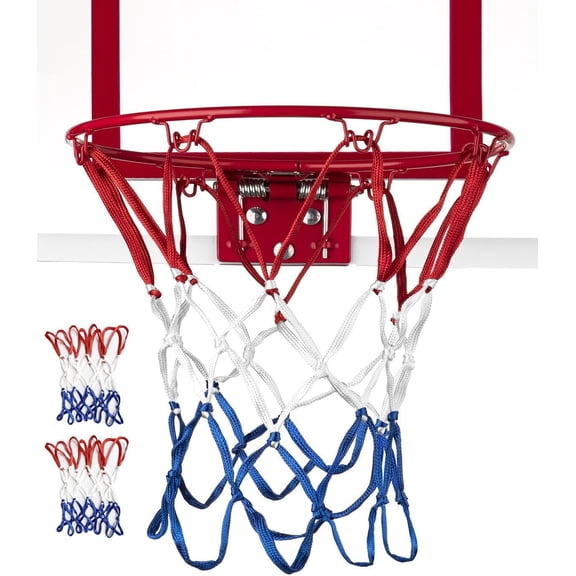 Mini Basketball Net Replacement 8 Loop [2 Pack], Vibrant Color, for Indoor Door/Room Walls 8"-10.25" Hoop