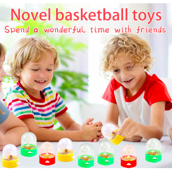 Mini Basketball Shooter Shooting Hoops Handheld Game 4.5cm x 6cm - (8 Pack) Red, Green, Yellow