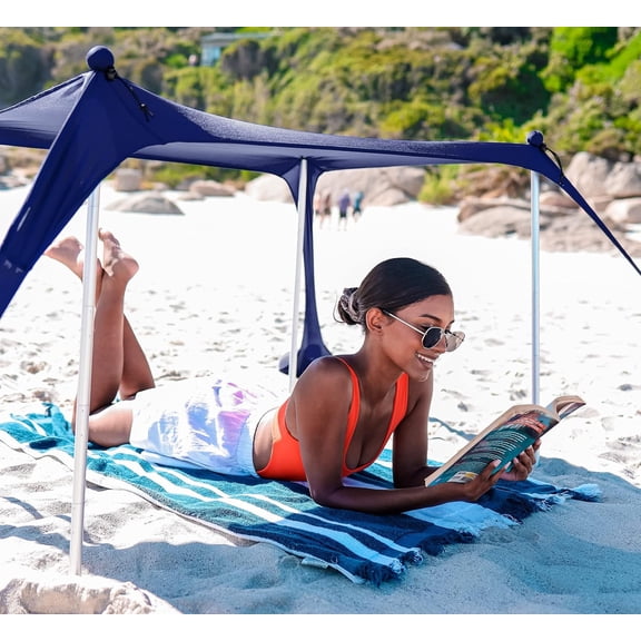 Mini Beach Tent, UPF50+ Beach Shade Sun Shelter with Carry Bag, Partial Shade for 2 Adults, Family, Pets, Coolers & Valuable Items