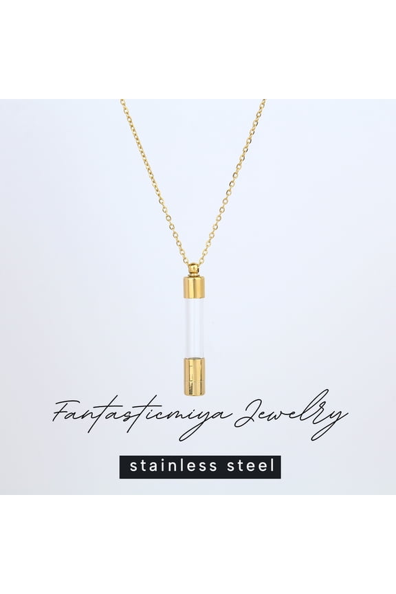 Mini Bead Chain Necklace with Unique Glass Test Tube Pendant –Stainless Steel, Vintage Scientific Style Jewelry, Perfect Gift for Science Lovers