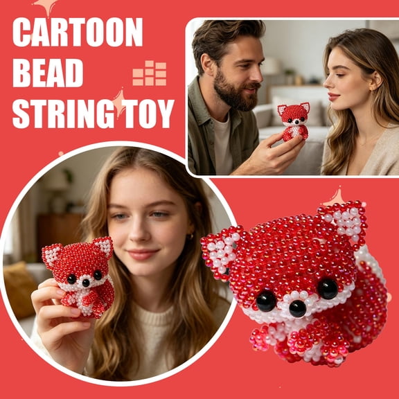 Mini Beaded Animal Kit, Tiny 3D Bead Pets Marking Embroidery Kit, Handmade 3D Animals & Fox Beads Craft Set with Instructions, Stress Relief Creative DIY Decoration Kits for Adults Teens Beginners