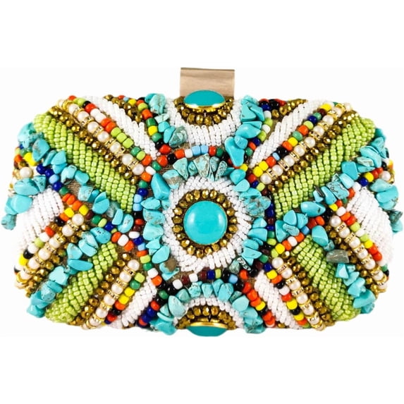 Mini Beaded Clutch Purses for Women Formal, Wedding Guest Pearl Evening Clutch Bag, Vintage Hardcase Handbag