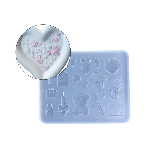 Mini Bear Doctor Accessories Dropper Mold Cute Ornaments Moulds Silicone Material DIY Clay Moulds for Hand-Making Crafts