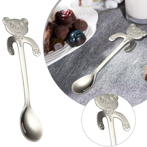 Mini Bear Hugging Coffee Spoon - Adorable Dessert & Tea Spoon that Hangs on Cup Rim