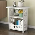 thumbnail image 1 of Mini Bedside Table | Compact Modern PVC Nightstand for Small Spaces - White Floor Standing Sofa Side Cabinet | 41 x 36 x 24 cm | Lightweight Easy Assembly, 1 of 6