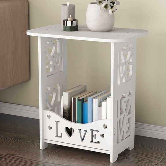 Mini Bedside Table with Storage, Compact Sofa Side Table  Space Saving Double Layer Nightstand for Small Bedroom, Dorm, Apartment, Living Room, Easy No-Tool Assembly