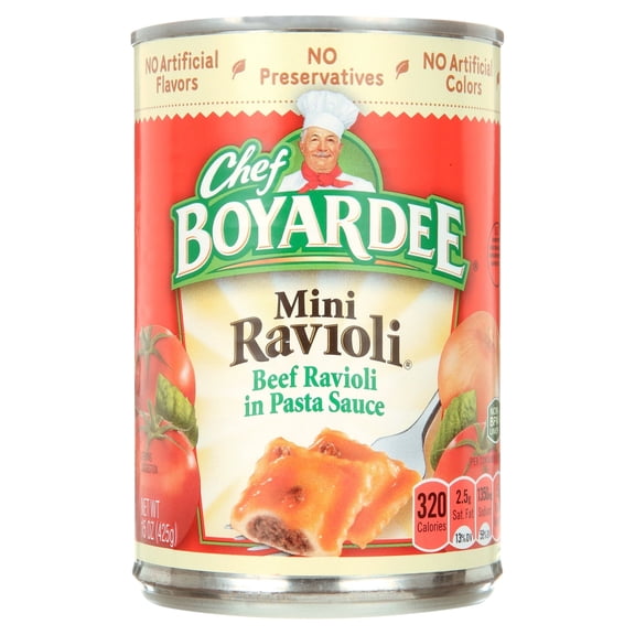 Chef Boyardee Mini Beef Ravioli in Tomato Sauce, Microwave Pasta, 1 Pack, 15 oz