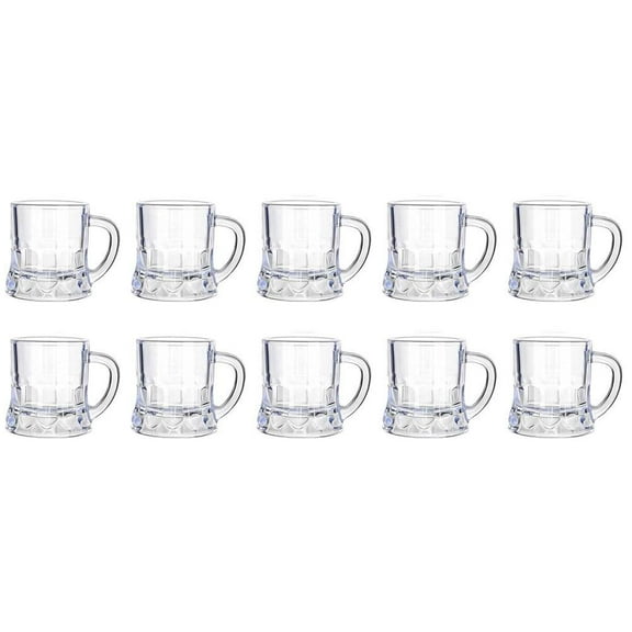 Mini Beer Shot Glasses, 1oz Reusable Plastic Cups with Handles, Heavy Base for Stability, Perfect for Parties, Tasting, 4.5x5.58cm