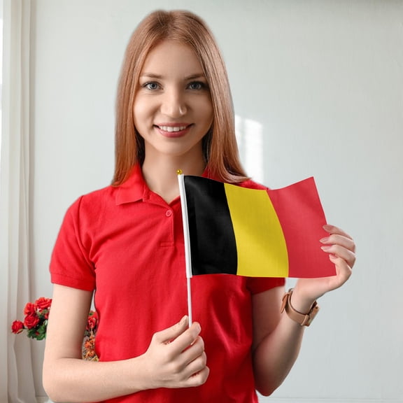 Mini Belgium Hand Held Flags on Stick, 5.5x8.2" 6 Count - Perfect for Belgian National Day & Cultural Events