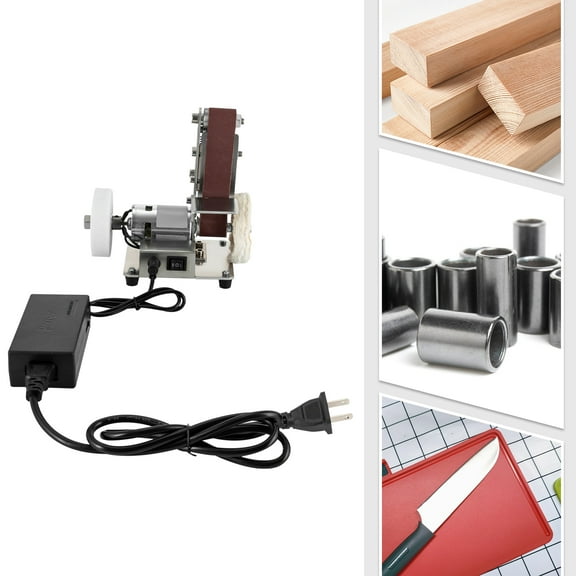 Mini Belt Sander, Compact Tabletop Sanding Machine with 7-Speed Adjustable Power, 304 Stainless Steel, Includes 20 Belts and Buffing Wheel