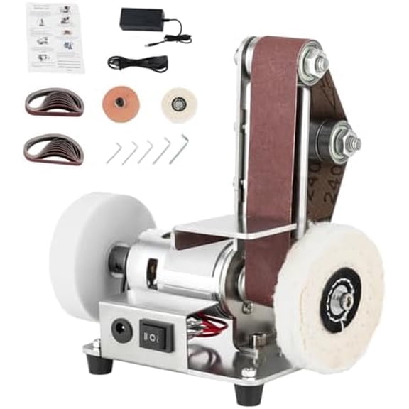 Mini Belt Sander, Electric Bench Grinder Sanding Machine with 7 Adjustable Speed, Low Noise Bench Grinder with 20*Belts for Diy Craft Wood Stained Glass Jewelry Making$$Tools & Hardware Other
