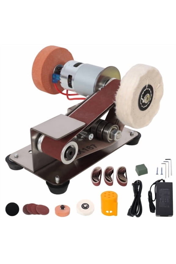Mini Belt Sander, Electric Small Sander Knife Making Supplies, 7 Adjustable Speed Electric Knife Sharpener, Power Belt Grinder for Woodworking, Metal Working DIY
