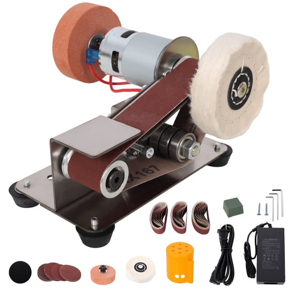 Mini Belt Sander, Electric Small Sander Knife Making Supplies, 7 Adjustable Speed Electric Knife Sharpener, Power Belt Grinder for Woodworking, Metal Working DIY