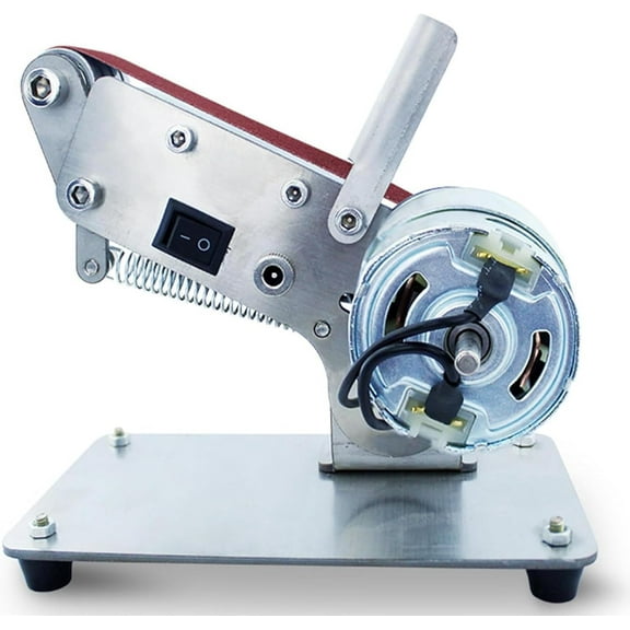 Mini Belt Sander Grinder Belt Machine, Electric Desktop Polishing Tool with 7 Gear Adjustable Speed, 10 Sanding Belts and Anti Skid and Anti Dust Design, for DIY Work