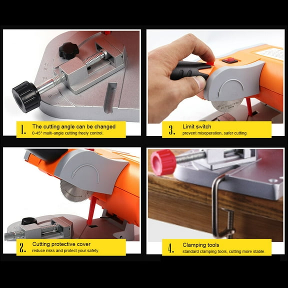 Mini Bench Saw Set Wood Brass Cut-off Machine Metal Cutting Tool Highly Precise for Plastic, Stone