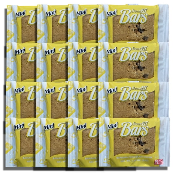 Mini Benefit Bars by Readi-Bake 1.25 Ounce | Value Pack of 16 (Banana Chocolate Chunk)