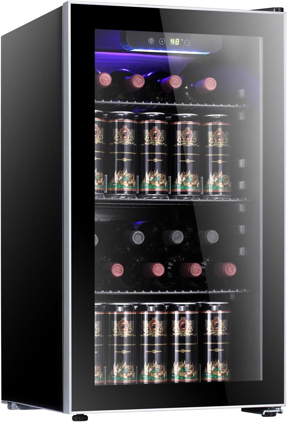 Mini Beverage with Clear Glass Door, Wine Cellar, Beer and Soda