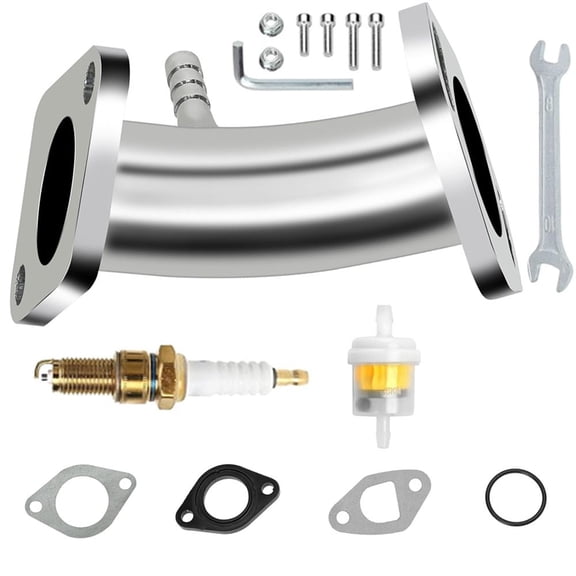 Mini Bike 212cc Intak* Manifold with Pulse Compatible with VM22 Carburetor and Predator 212cc 196cc 6.5HP Coleman CT200U BT200X CT200U-EX B200R KT196 Go Kart Baja MB200 GX160 GX200 Parts Silver