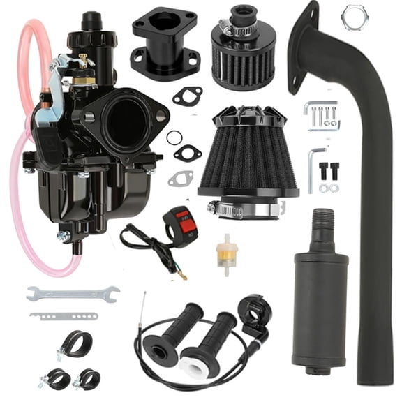 Mini Bike 26mm VM22 Carburetor & 212 Exhaust Muffler Throttle Cable Assembly Kit For Predator 224 212cc 196 6.5HP Engine Coleman CT200U CT200U-EX BT200X Baja MB200 GX160 Minibike KT196 Go Kart Parts
