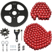 Mini Bike 60 Tooth Sprocket 420 Chain 42 links and 90 links Kit Compatible with Predator 196cc 200cc 212cc 6.5hp Coleman CT200U BT200X CT200U-EX Baja Warrior Massimo MB200 Accessories Parts Red