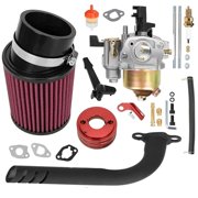 Mini Bike 62mm Air Filte* Carburetor and Exhaust Kit Compatible with Predator 212cc 196 GX160 GX200 Coleman CT200U BT200X CT200u-ex Minibike Baja MB165 MB200 KT196 Go Kart Motorsports Parts