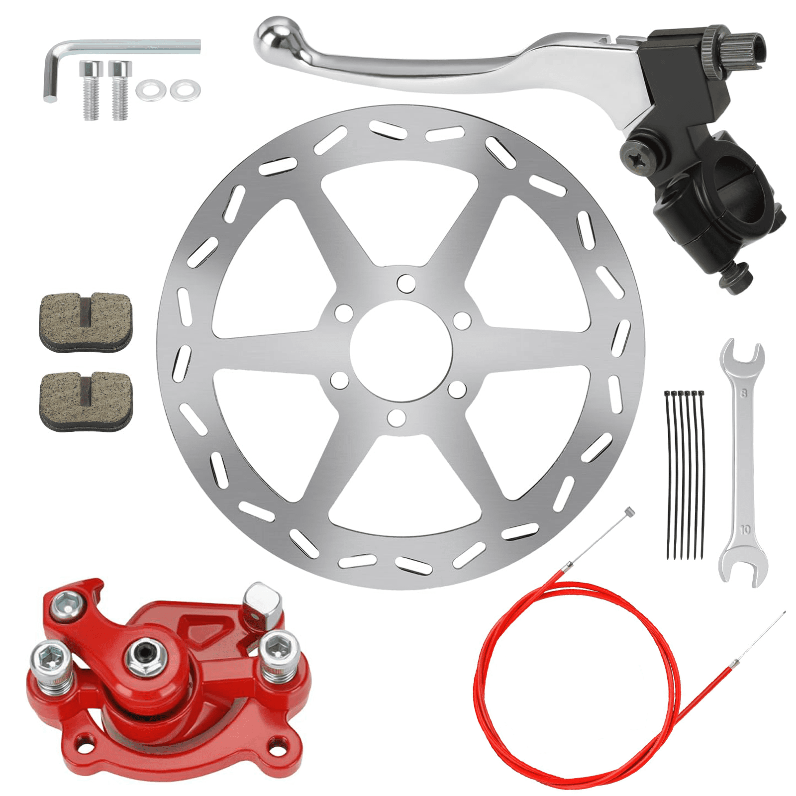 Mini Bike Brake Lever Kit with 180mm Disc Brake Rotor Compatible with Coleman CT100U CC100X Baja Doodlebug DB30 Motovox MBX10 MBX11 Monster Mega Moto 80cc Parts Rear Brake Caliper