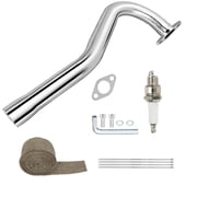Mini Bike Central Long Exhaust Pipe with Heat shield tape Compatible with Predator 79cc 98cc 99cc 3.0HP 154F Engine Coleman CC100U F-RP GMB100 Massimo MB100 Rascal Lite Baja DB30 MBX10 Parts Silver