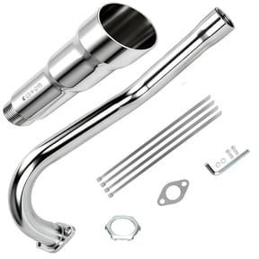 Mini Bike Central Long Trumpet Exhaust Pipe & Header Muffler Kit Compatible with Predator 79cc 3HP 98cc 154F 3.0HP Coleman CT100U GMB100 GPS Rascal 98 Lite Minibike Parts Silver