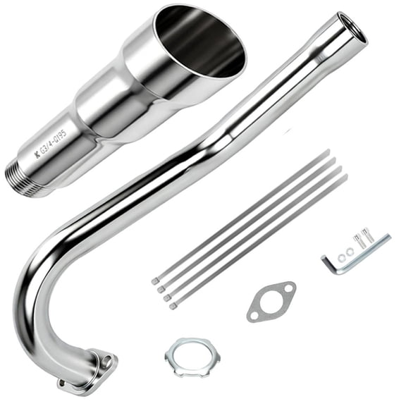 Mini Bike Central Long Trumpet Exhaust Pipe & Header Muffler Kit Compatible with Predator 79cc 3HP 98cc 154F 3.0HP Coleman CT100U GMB100 GPS Rascal 98 Lite Minibike Parts Silver