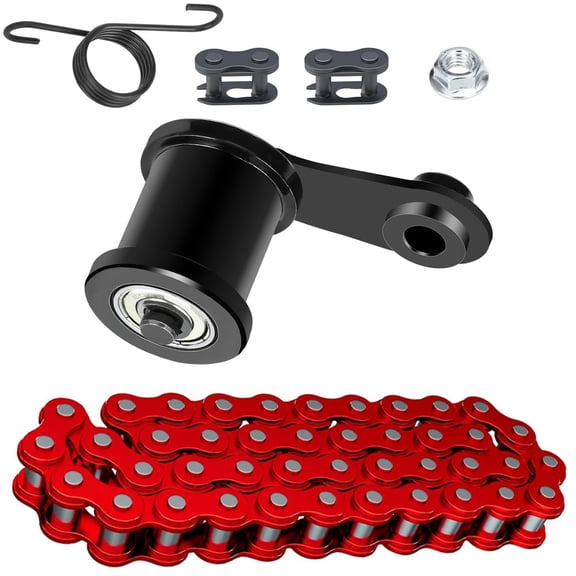 Mini Bike Chain Tensioner Kit & 420 Chain 42 Links Suitable for Coleman CT200U CT200U-EX BT200X Baja Warrior MB200 Massimo Trailmaster Predator 212 196cc 6.5hp OHV Engine Minibike Parts Red