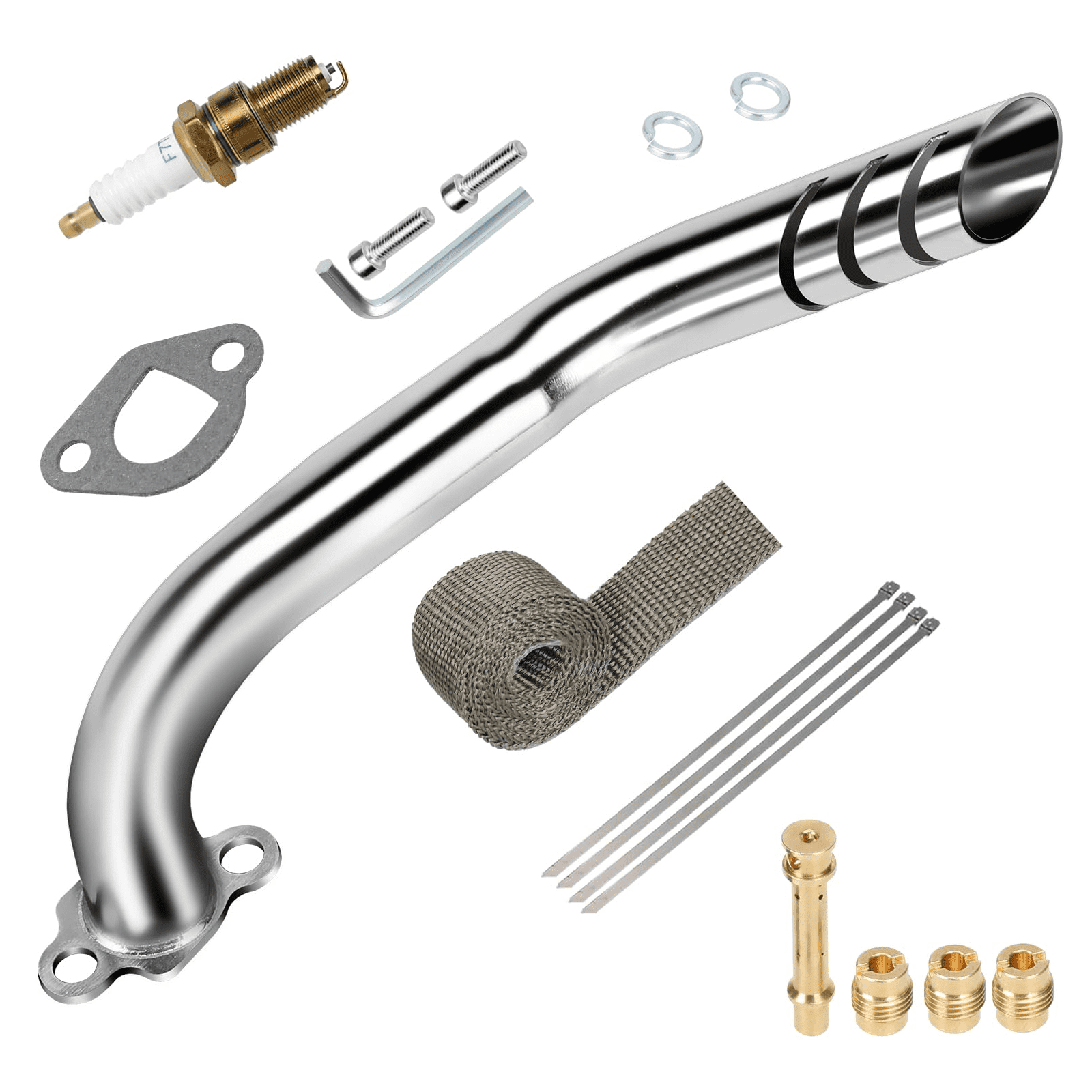 coleman 200cc mini bike exhuast Chikia CT200U Exhaust Pipe with Muffler Silencer Heat Resistant Heavy Duty Recommended Items Bt200x Coleman 200cc Gas Powered